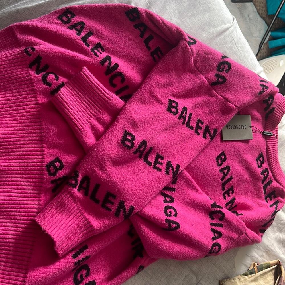 Pink and black Allover Logo sweater in pink & black